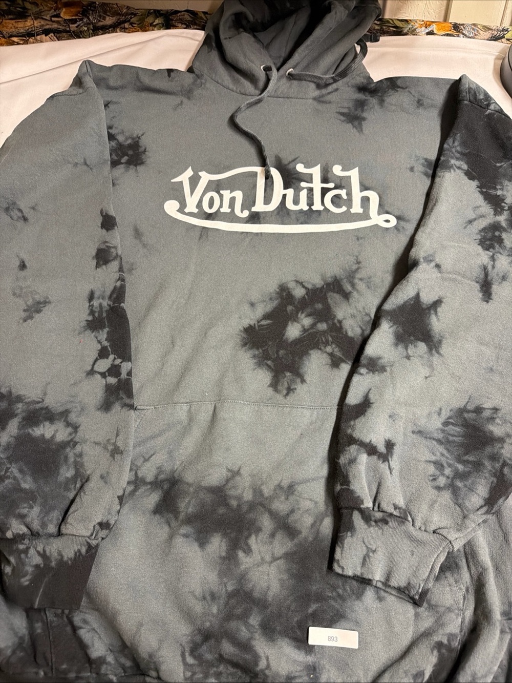 Von Dutch Black & Gray Tie-Dye Pullover Hoodie